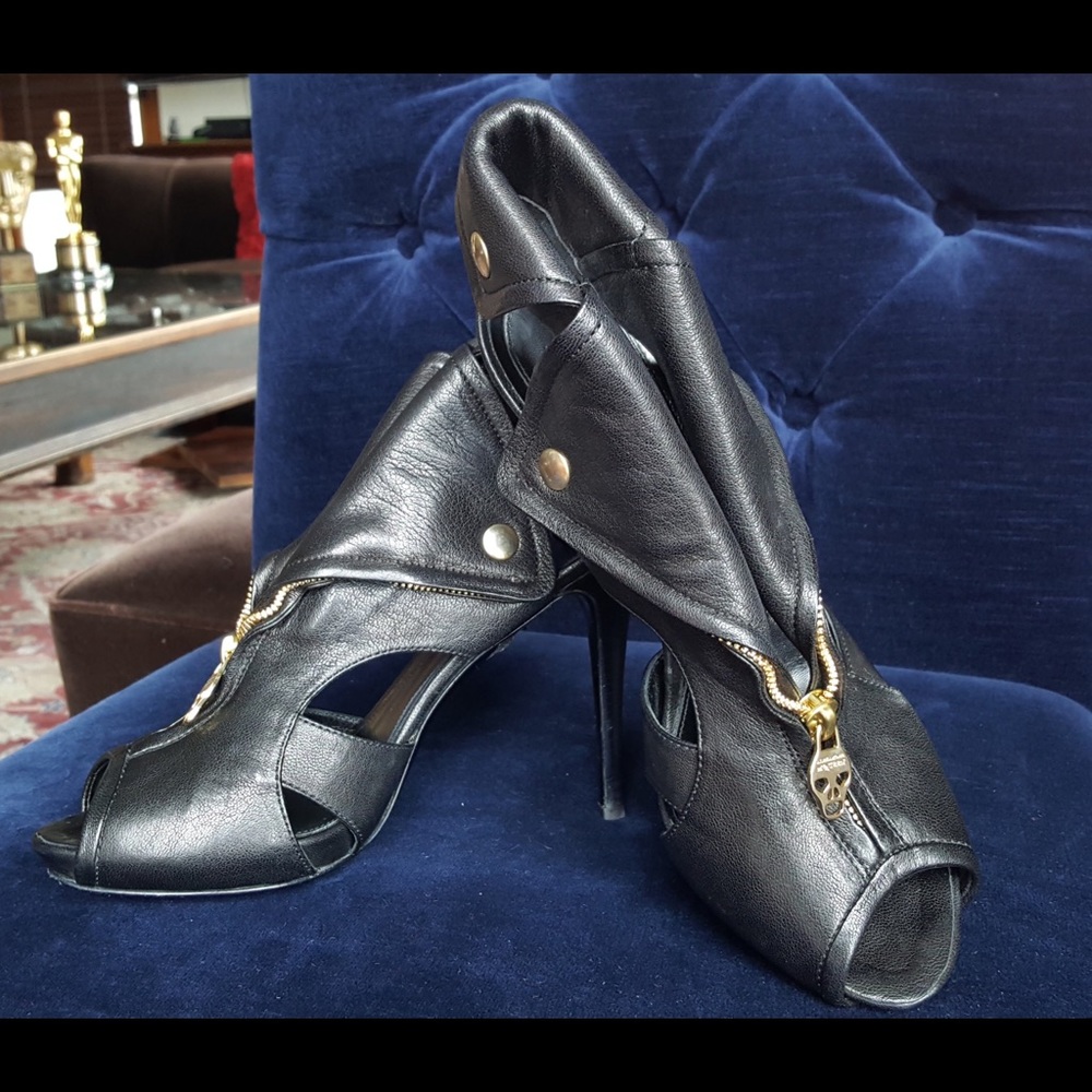 Alexander McQueen Black Open Toe Bootie 9